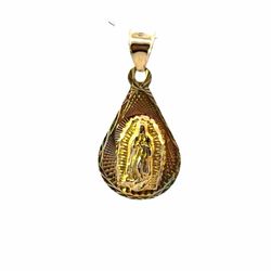 Men’s or Women’s 14k Tricolor Rose White Yellow Gold 1” Inch Virgin Mary Teardrop Pendant for Necklace GP3132720