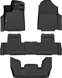Binmotor All Weather Custom Floor Mats For Acura MDX 2024 2023 2022, 1st & 2nd & 3rd Row Full Set Car Mats TPE, Heavy Duty Car Floor Liners Guard Blac