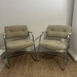 2 Vintage MCM Jungalow Steelcase Cantilever Chairs 