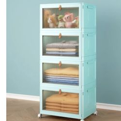  4 Tier Plastic Storage Bins With Lid 23QT, Stackable Storage Containers 
