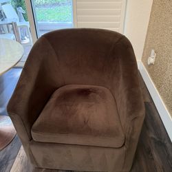 Velvet Dark Brown Swivel Chair
