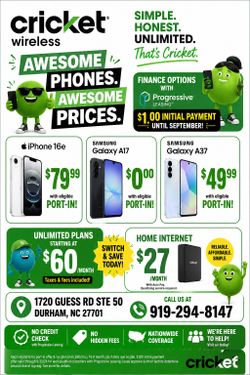 Samsung and Iphones available