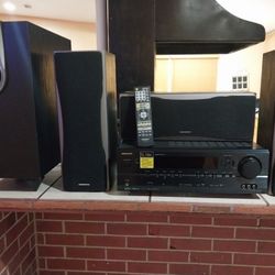 Onkyo 7.1 Receiver With Speakers and subwoofer.