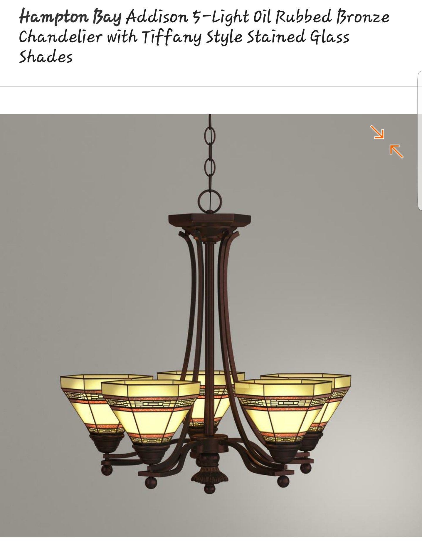 Addison 5-light oil rubbed bronze chandelier with Tiffany style stained glass shades