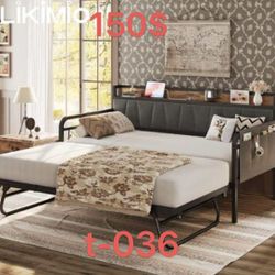 43.7-in W Grey Twin Bed Frame with Storage Headboard and Charging Station(T-036