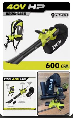 Ryobi 40V HP brushless 600 CFM blower/vacuum