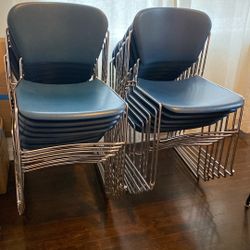 15 Blue Stacking Chairs