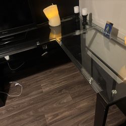 Beautiful Black Wood And Glass Desk