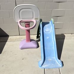 Free kids slide and small basket ball court