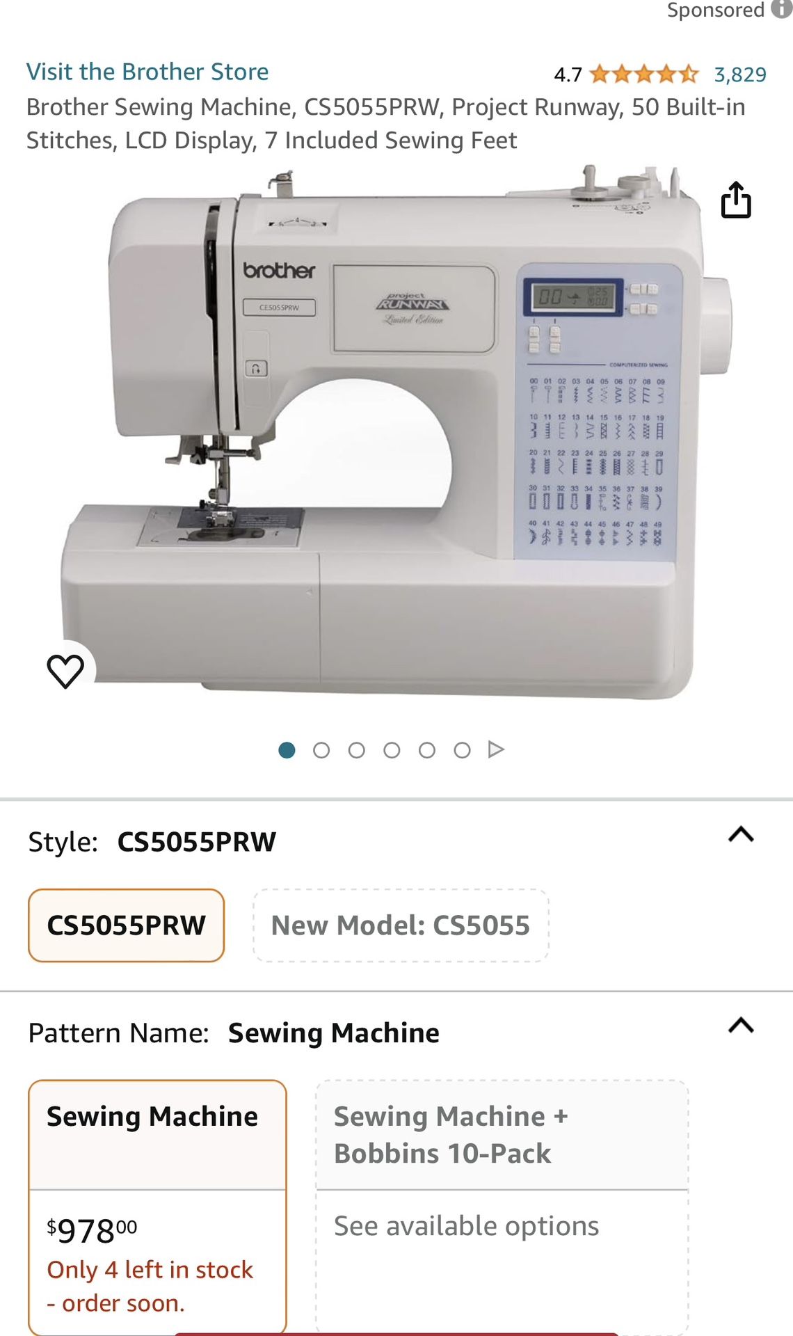 Brother Sewing Machine Cs5055prw