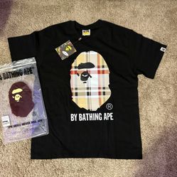 Black Burberry bape tee size large