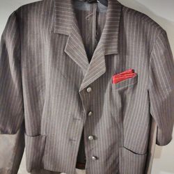 1800s Style Inspired Sack Coat Brown Pinstriped Mens Jackets Fits Like A 40