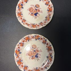 Royal Cauldon Vintage 1930s 2 Majestic Bread Butter Plates 6.5” ONE REPAIRED