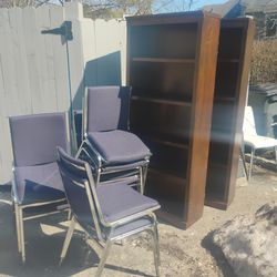 2 library stands or for other use plus 10 chairs