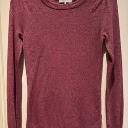 French Connection Maroon Sweater with shiny gold thread Blouse Size XS 