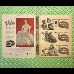 Large Original 1947 &1948 Kaiser-Frazer Cars Print Ad Lot