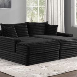 New Black Or White Double Chaise Chair Sofa Couch With USB Ports And Cup Holders 