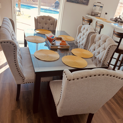 Modern Espresso Wood Dining Table – Seats 6 – Originally $1,500 – Excellent Condition