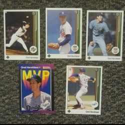 Orel Hershiser Donruss Upper Deck Baseball Card Lot Cards 1989 Los Angeles Dodgers L.A. Vintage Collectible Sports MLB