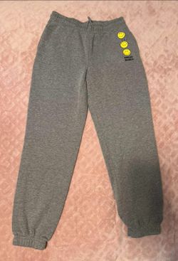 Smiley World Sweatpants Womens Sz Small Grey Adjustable Comfy Bottoms