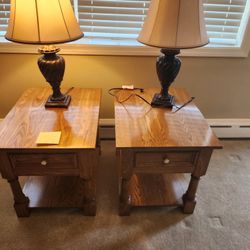 Two End Tables With Lamps 