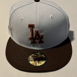 Los Angeles Dodgers New Era 59Fifty Grey Burnt Wood Fitted Hat Cap Brand New DS