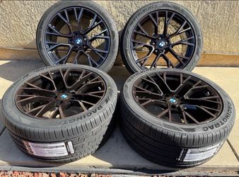 20x9 20x10.5 BMW BLACK DARK MACHINE X5M X6M X7M WHEELS RIMS TIRES 5x120 X5 X6 X7