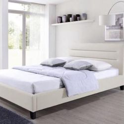 New Full Size Contemporary Upholstered Platform Bed 