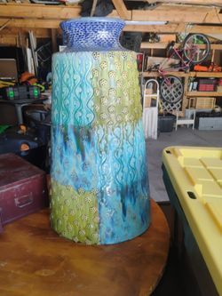 Large vintage ceramic floral vase