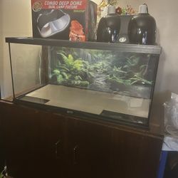 40 Gallon Reptile Tank, Cabinet, Reptile Light Fixture 