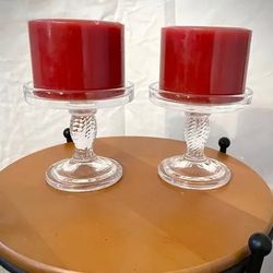 Longaberger Glass Candle Holder Set - Vintage & collectibles