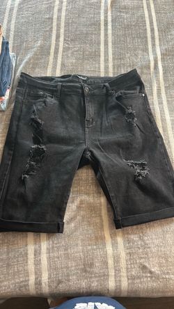 Black Distressed Denim Shorts