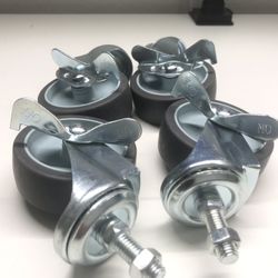 3 Inch Heavy Duty Swivel Caster Wheels With Side Brake 3/8"-16 × 1"- set of 4