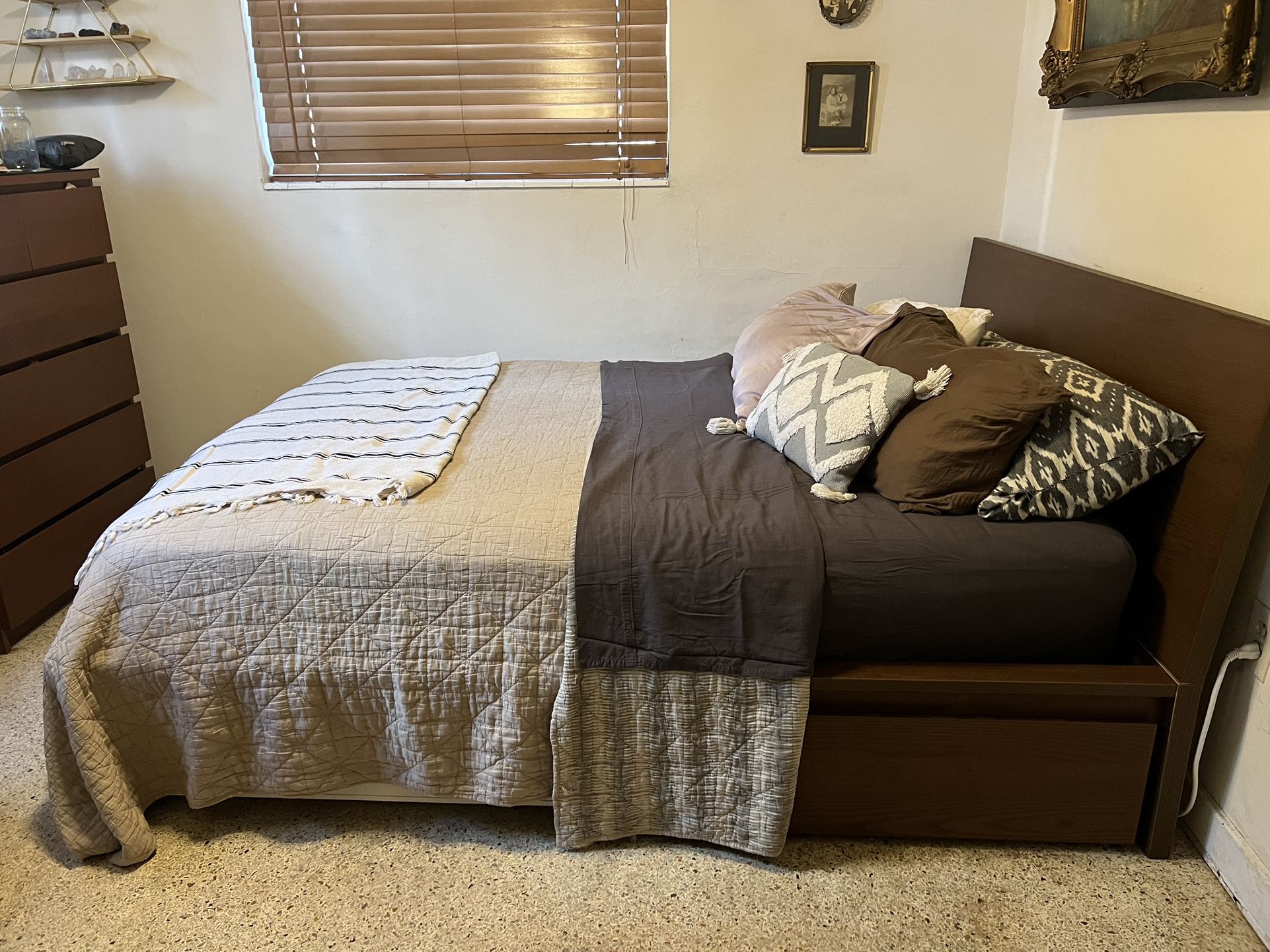 IKEA Malm Queen Bed Frame with Storage Drawers β $50