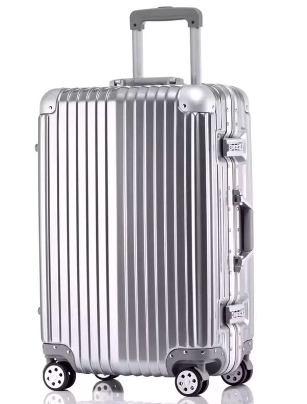 20” Aluminum Frame Luggage - Silver Waterproof Carry On Dual TSA Locks ...