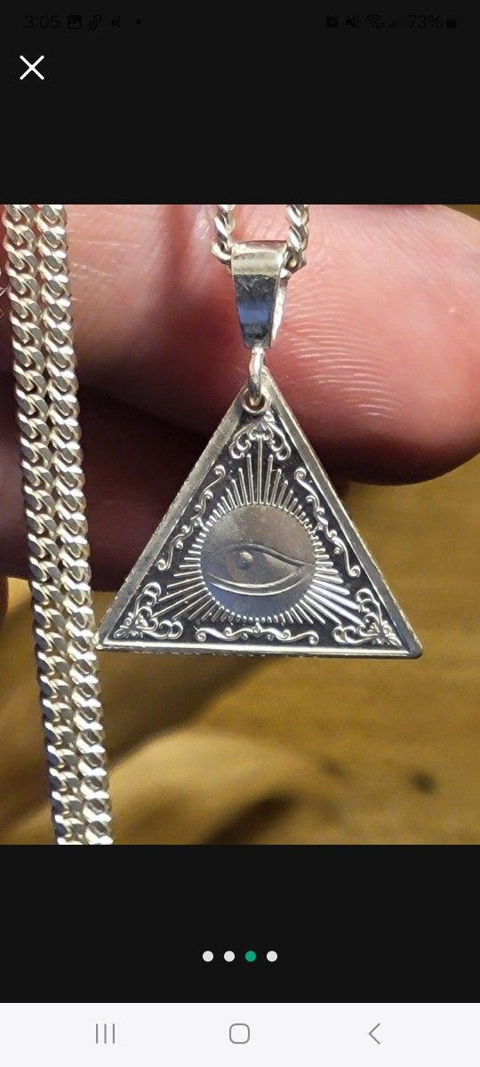 .999 Fine Silver Pendant All Seeing Eye 2g Pendant 1" Long