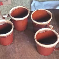 Vintage McCoy Pottery Brown Drip Glaze Coffee Mugs