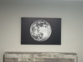 Giant Moon Over The Sky in Black and White - Gallery Wrap Modern Home Art | Ready to Hang - 24x36 inches