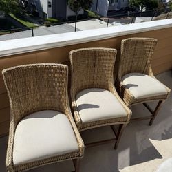 Rattan Bar Stools W/Cushions- Beachy Boho Vibe