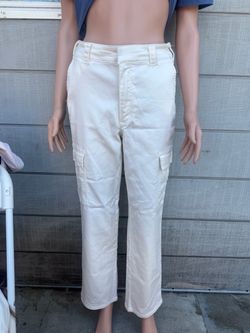 Women’s active USA off white high rise fit cargo straight leg pants size small