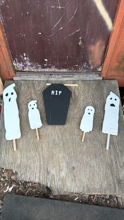 Handmade Wooden Halloween Yard Decorations - 5 Piece Spooky Set! 🎃👻