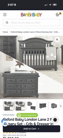 Oxford Baby London Lane Crib + Dresser Set