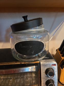 Glass Storage Jar with Black Lid and Chalkboard Label