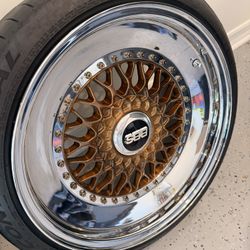 BBS RS – 18” – 3-Piece – Monaco Copper w/ Chrome Lips – Like New – New Continental Tires