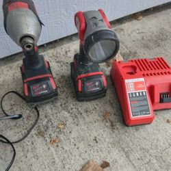 Impact Wrench And Work Light Milwaukee 