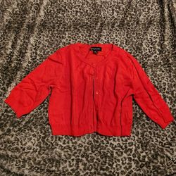 LITTLE GIRLS. PLUS SIZE RED CARDIGAN