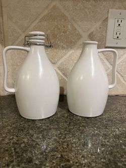 World Market Ceramic Opaque White Farmhouse Growlers