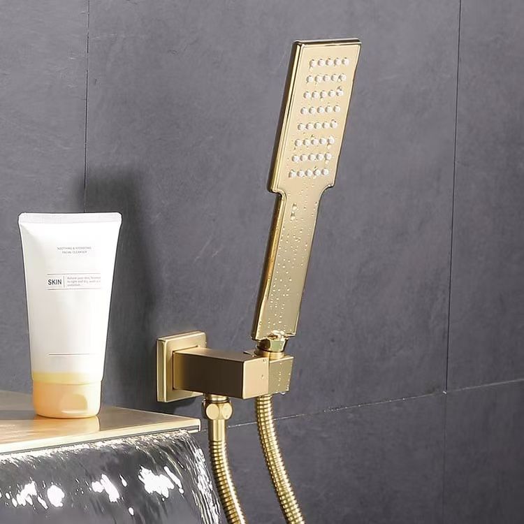 Solid Brass Waterfall Wall-Mounted Bathtub Faucet Tub Filler Single Handle Brushed Gold 》