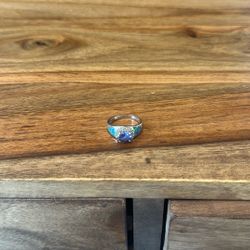 Amethyst And Turquoise Crushed Opal Inlay Ring 