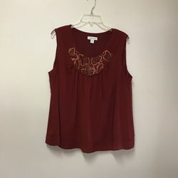 Women’s COLDWATER CREEK Polyester/spandex slip lined sleeveless embellished neckline top… Size 1X/18